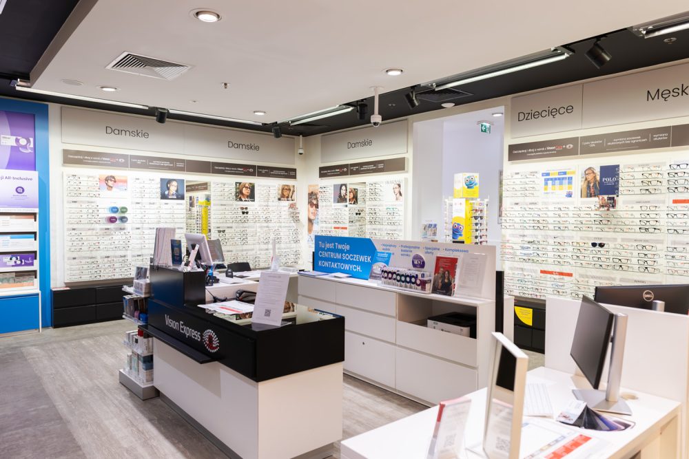 Wnętrze salonu Vision Express w M1 Kraków
