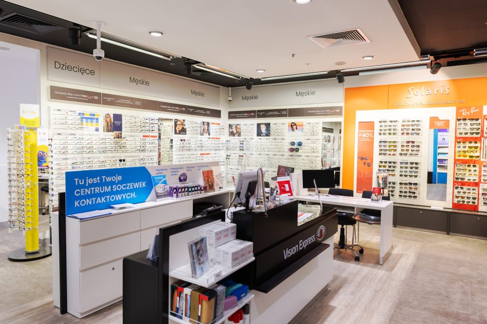 Wnętrze salonu Vision Express w M1 Kraków