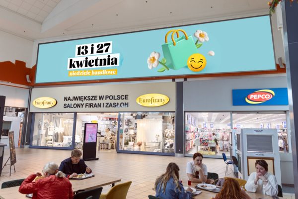 Powierzchnie reklamowe w M1 Kraków. Baner k4 dostępny w pobliżu sklepów OBI, H&M i PEPCO