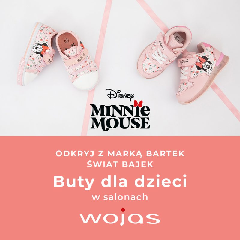 Różowe buty dziecięce z Myszką Minnie marki Bartek w salonie Wojas M1 Kraków