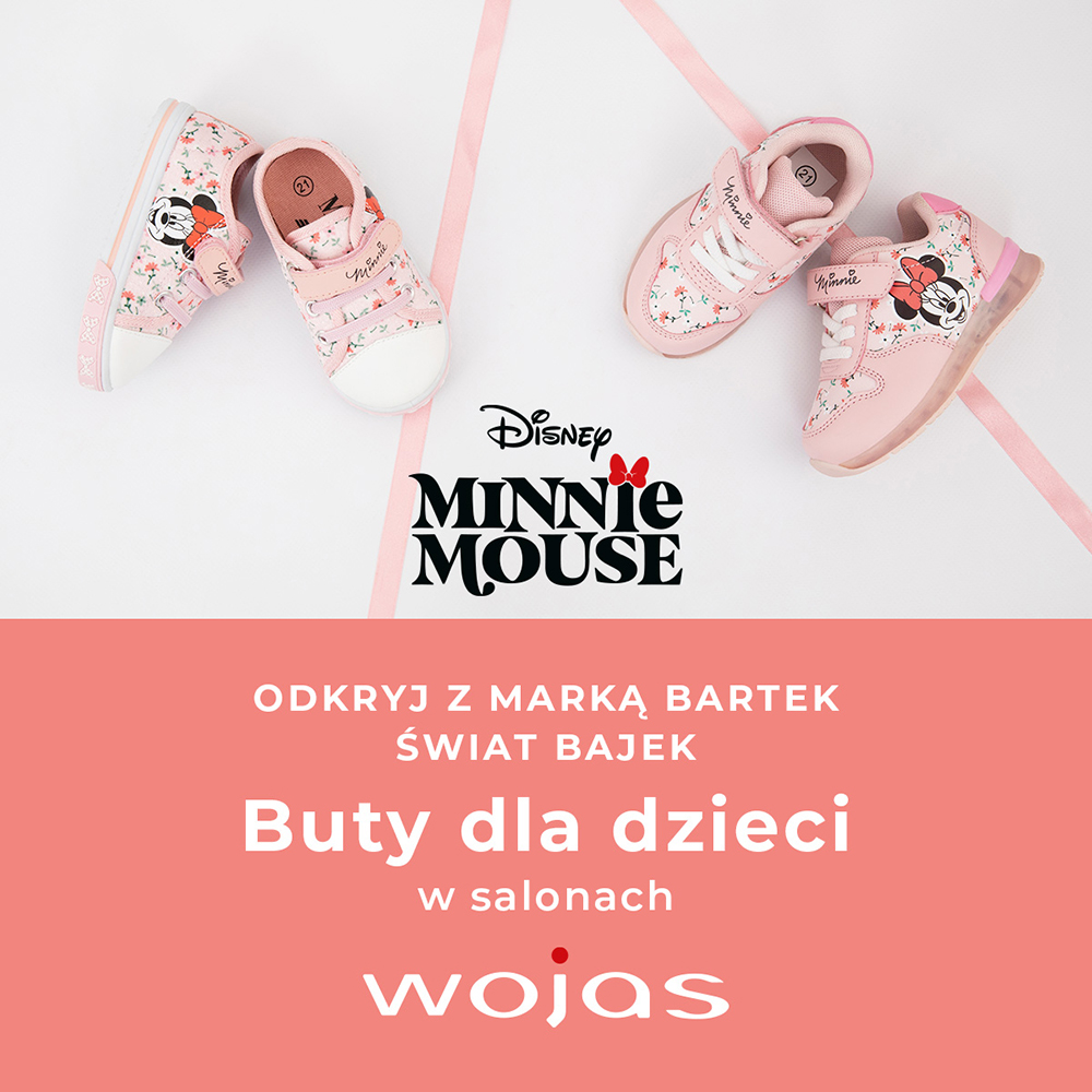 Różowe buty dziecięce z Myszką Minnie marki Bartek w salonie Wojas M1 Kraków