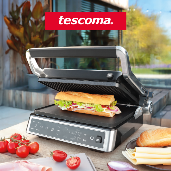 grafika promująca sprzęt AGD Tescoma grill kontaktowy