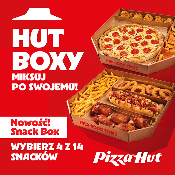 grafika Pizza Hut promująca ofertę Hut Boxy