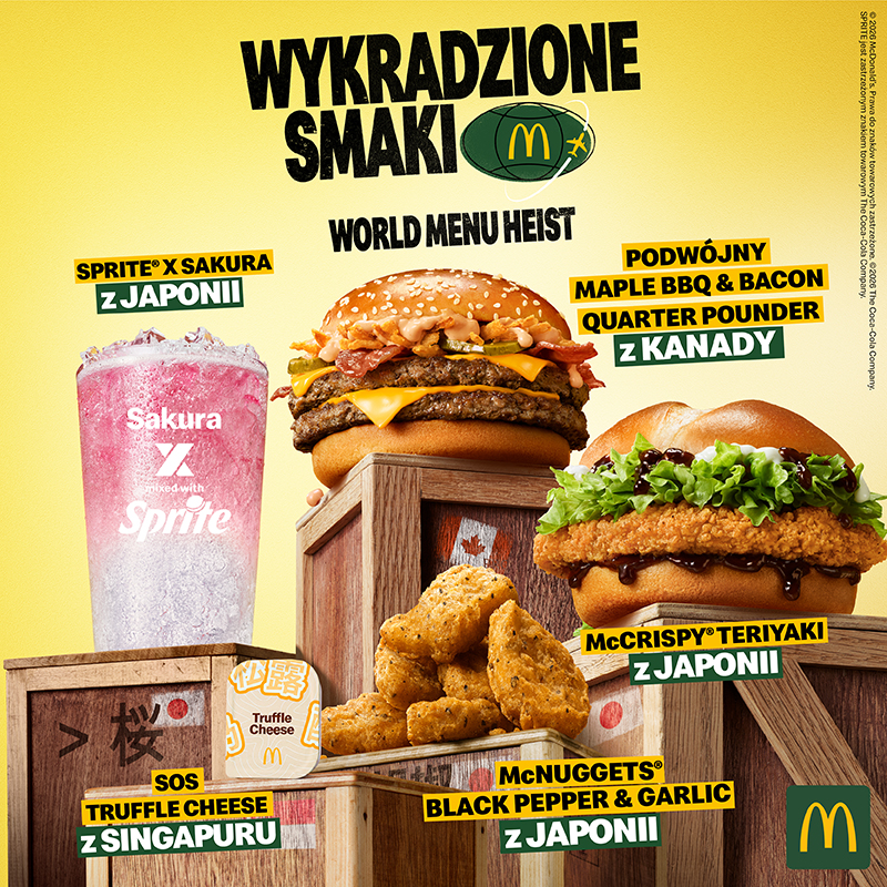Wykradzione smaki w Mc Donald's w M1 Kraków. Nowe burgery, nuggetsy, sprite sakura i sos truflowo-serowy.